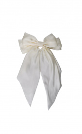 Black Colour - Renee satin bow barrette off white
