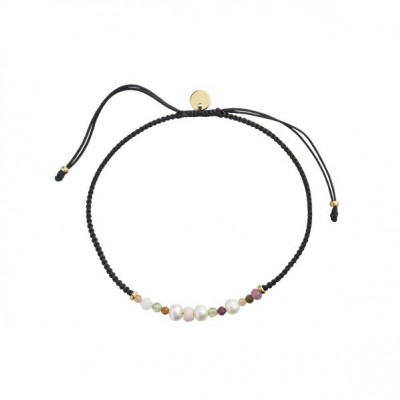 Stine A - Candy bracelet white forest mix & black ribbon