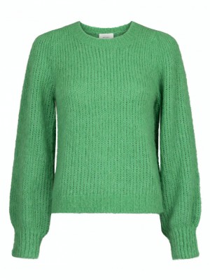 Neo Noir - Martina fluffy knit blouse green