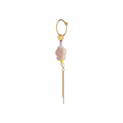 Stine A - Pink Cherry Blossom Earring Gold With Chains