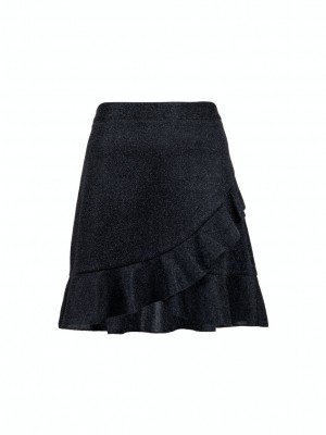Neo Noir - Frilla lurex skirt black