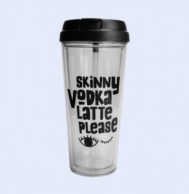 The Gift Label - Transparent take away mug "Skinny vodka latte please"