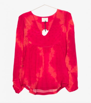 Sissel Edelbo - Goldie tie dye silk top pink/red
