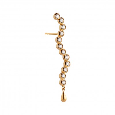 Stine A - Midnight Sparkle Long Earring Gold Left