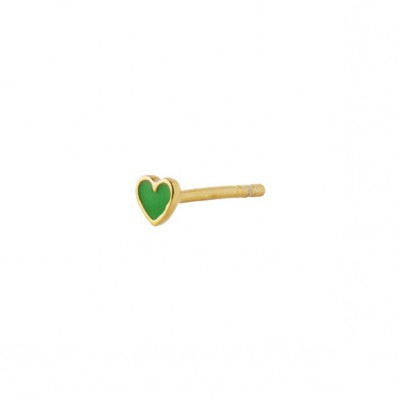 Stine A - Petit love heart grass green enamel gold