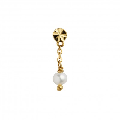 Stine A - Tres Petit Etoile Earring With Peart Gold